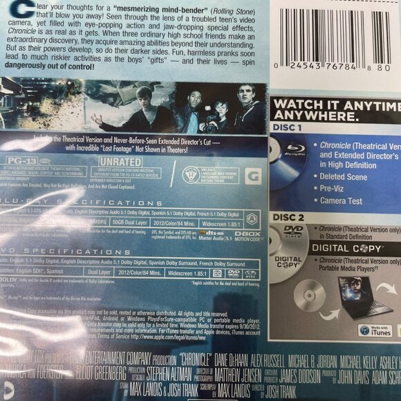 Chronicles Sci Fi Blue Ray DVD Movie 2012 u Dane DeHaan Alex Russell Michael B J - Picture 4 of 4